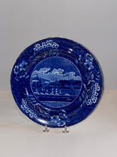 Load image into Gallery viewer, Historical Staffordshire Blue Dinner Plate Landing of Lafayette by Clews 1825

