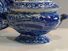 Load image into Gallery viewer, Historical Staffordshire Blue Gravy Tureen and Tray Upper Ferry Bridge Over River Schuylkill
