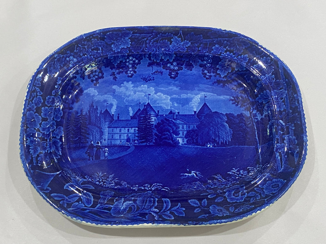 Historical Staffordshire Blue Platter LaGrange Lafayette’s Residence
