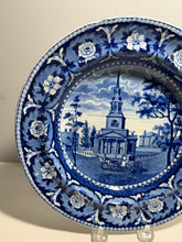 Load image into Gallery viewer, Historical Staffordshire Blue Soup Plate Octagon Church Boston Ca. 1825
