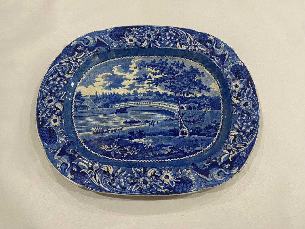 Historical Staffordshire Upper Ferry Bridge Over River Schuylkill Platter Philadelphia