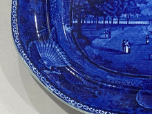 Load image into Gallery viewer, Historical Staffordshire Blue Castle Gardens Battery New York Platter Ca. 1825 18 3/4”
