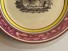 Load image into Gallery viewer, Historical Staffordshire Pink Luster War Of 1812 Plate With Pike Transfer 1815
