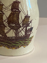Load image into Gallery viewer, Staffordshire Creamware Small Liverpool pitcher with Polychrome American Ship and Farmers Arms God Speed the Plow
