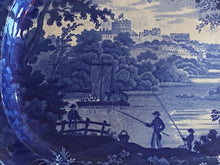 Load image into Gallery viewer, Historical Staffordshire Blue Platter English Castle River Scene Ca. 1825
