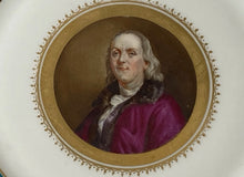 Load image into Gallery viewer, Antique Hand Painted Porcelain Plate Benjamin Franklin 19th Century
