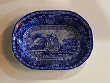 Load image into Gallery viewer, Historical Staffordshire Blue Vegetable Dish Arms of Massachusetts Ca. 1825

