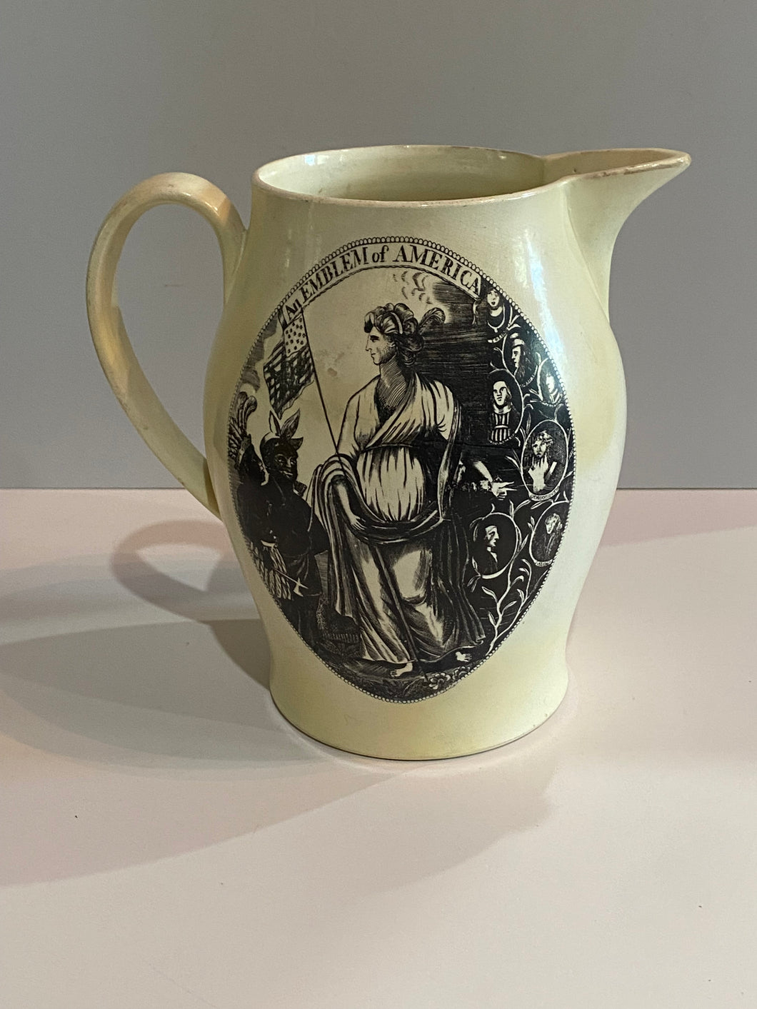 Staffordshire Creamware Liverpool Pitcher An Emblem of America and American Ship
