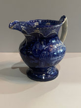 Load image into Gallery viewer, Historical Staffordshire Blue Pitcher “States” Pattern Ca. 1825

