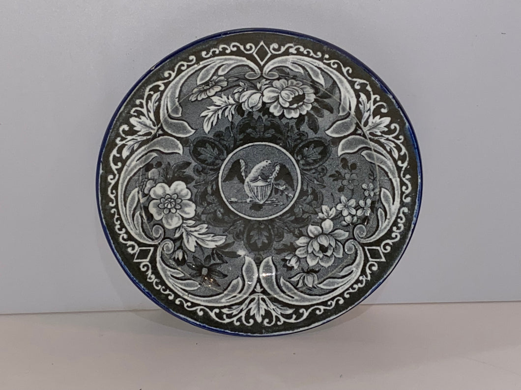 Historical Staffordshire Blue Seal of the United States Brown Transfer Plate
