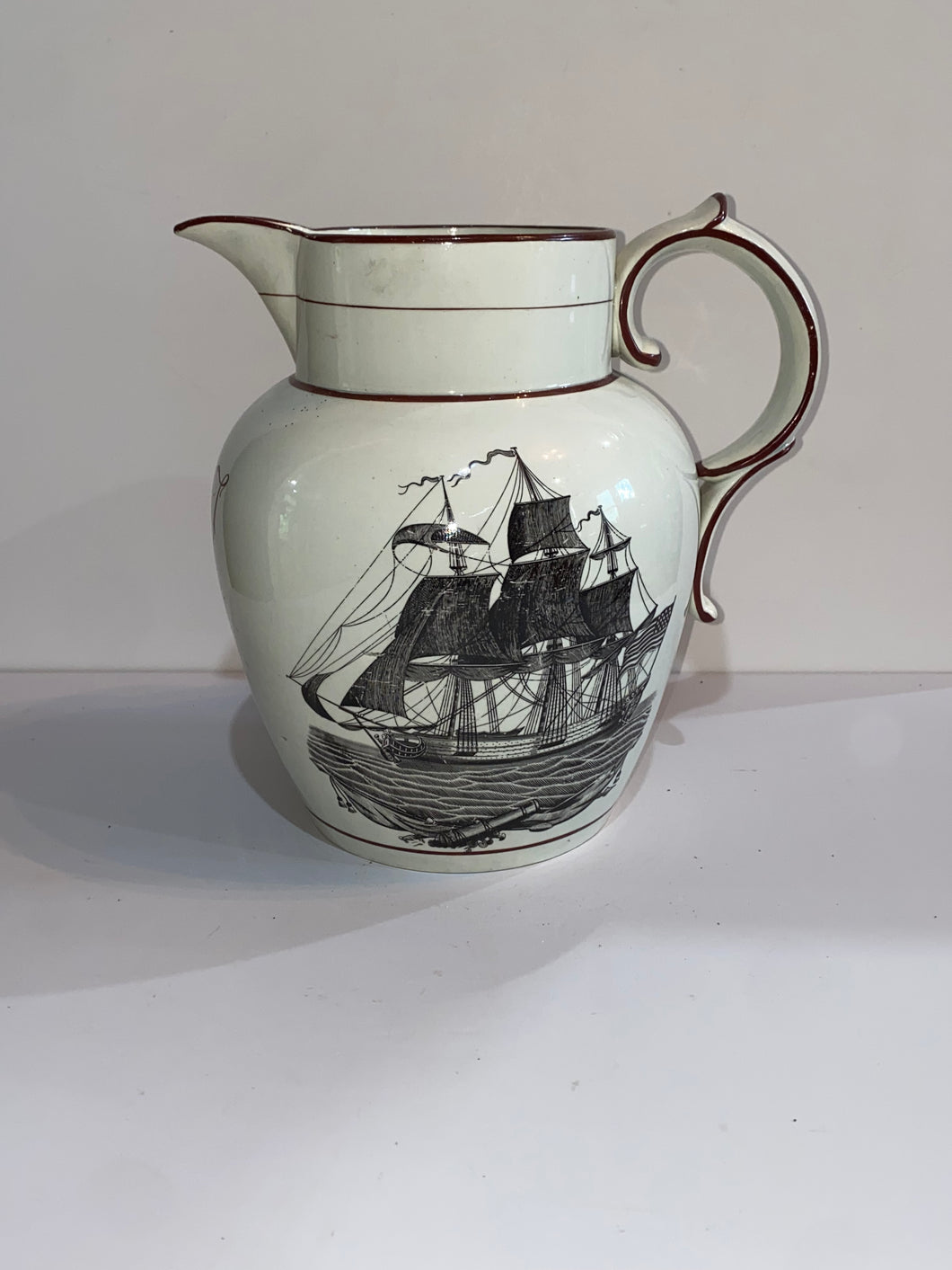 Staffordshire Pearlware Liverpool Pitcher With American Ship Initials DT