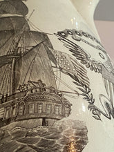 Load image into Gallery viewer, Staffordshire Creamware Liverpool Pitcher With American Ship Large Eagle Shield

