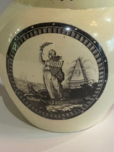 Load image into Gallery viewer, Staffordshire Creamware Liverpool Pitcher Thomas Jefferson and John Bull Cartoon with Columbia Washington Memorial
