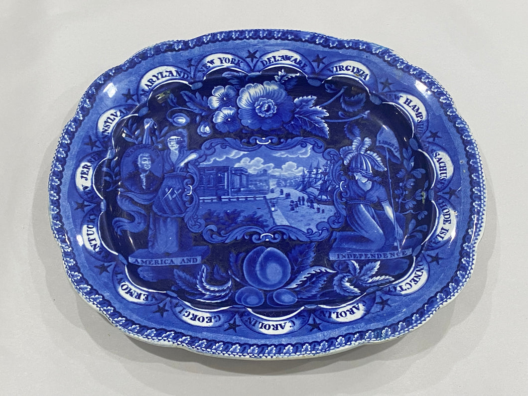 Historical Staffordshire Blue Large States Pattern Platter