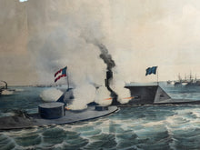 Load image into Gallery viewer, Original Currier &amp; Ives Large Folio Monitor &amp; Merrimac Ship Battle Civil War
