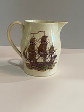 Load image into Gallery viewer, Staffordshire Creamware Small Liverpool pitcher with Polychrome American Ship and Farmers Arms God Speed the Plow
