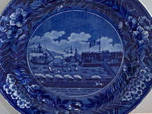 Load image into Gallery viewer, Historical Staffordshire Blue Dinner Plate Landing of Lafayette
