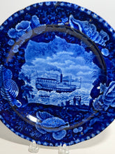 Load image into Gallery viewer, Historical Staffordshire Blue Dinner Plate Union Line Ship Ca. 1825

