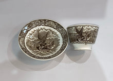 Load image into Gallery viewer, Historical Staffordshire Brown Transfer Eagle On Shell Cup and Saucer 1835
