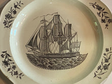 Load image into Gallery viewer, Staffordshire Creamware Liverpool Plate with American Ship
