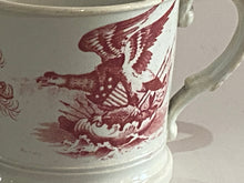 Load image into Gallery viewer, Staffordshire Pearlware America Land of Liberty Pink Transfer Childs Mug
