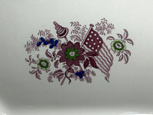 Load image into Gallery viewer, Staffordshire Mulberry Transfer Liberty Cap Patriotic Flag Large Platter 1840’s
