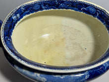 Load image into Gallery viewer, Historical Staffordshire Blue Soup Tureen Bellville On Passaic River Rare 1825
