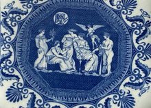Load image into Gallery viewer, Historical Staffordshire Blue Vegetable Dish Masonic Transfer Greek Figures 1825
