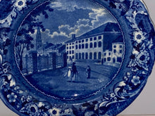 Load image into Gallery viewer, Historical Staffordshire Blue Transfer Plate Park Theater New York Scarce Stubbs
