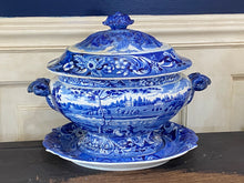 Load image into Gallery viewer, Historical Staffordshire Blue Soup Tureen Fairmount Near Philadelphia Ca. 1825

