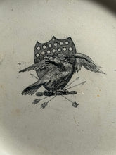 Load image into Gallery viewer, Staffordshire Pearlware Black Transfer Eagle Shield Plate Ca. 1830’s
