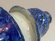 Load image into Gallery viewer, Historical Staffordshire Blue Pepper Pot 2 Men In Sailboat Shell Border Rare
