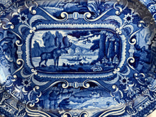 Load image into Gallery viewer, Staffordshire Blue Transfer Quadrupeds Platter With Moose Ca. 1825

