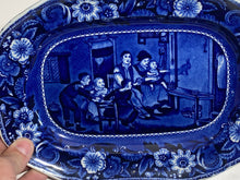 Load image into Gallery viewer, Historical Staffordshire Blue Small Platter Rabbit on the Wall Wilkie Series 1825
