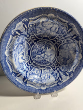 Load image into Gallery viewer, Staffordshire Blue Transfer Quadrupeds Soup Plate Lion Ca. 1825
