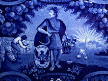 Load image into Gallery viewer, Historical Staffordshire Blue Small Platter Peace And Plenty Ca. 1825 Eagle
