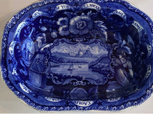 Load image into Gallery viewer, Historical Staffordshire Blue Vegetable Dish Large Size States Pattern Clews
