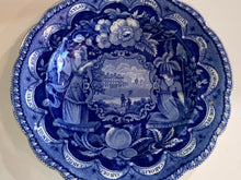 Load image into Gallery viewer, Historical Staffordshire Blue Soup Plate “States” Pattern

