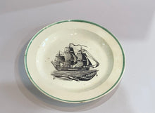 Load image into Gallery viewer, Staffordshire Creamware Liverpool Plate American Ship With Flag And Cannon 1800
