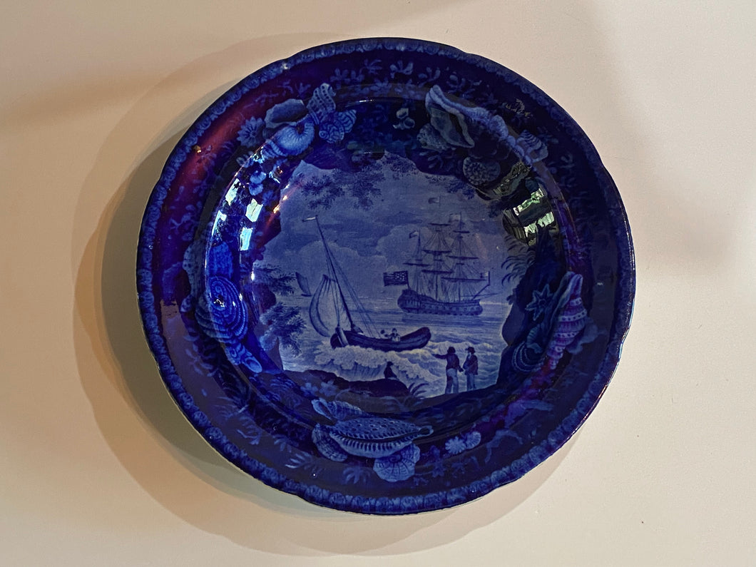 Historical Staffordshire Soup Bowl with Ship Cadmus