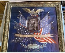 Load image into Gallery viewer, Antique Japanese Silk Embroidery Navy Memorabilia Eagle Sailor U.S.S. Concord
