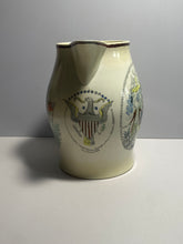 Load image into Gallery viewer, Staffordshire Creamware Liverpool Pitcher Polychrome Map of East Coast American Ship and Jefferson Eagle Ca. 1800
