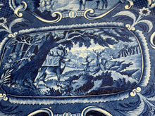 Load image into Gallery viewer, Staffordshire Blue Transfer Quadrupeds Platter with Deer Ca. 1825
