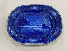 Load image into Gallery viewer, Historical Staffordshire Blue Well and Tree Platter Castle Gardens Battery New York Ca. 1825
