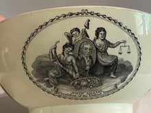 Load image into Gallery viewer, Staffordshire Liverpool Punch Bowl John Adams President John Jeffers Polychrome American Ship

