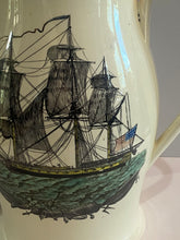Load image into Gallery viewer, Staffordshire Creamware Liverpool Pitcher Polychrome American Ship Eagle Masonic
