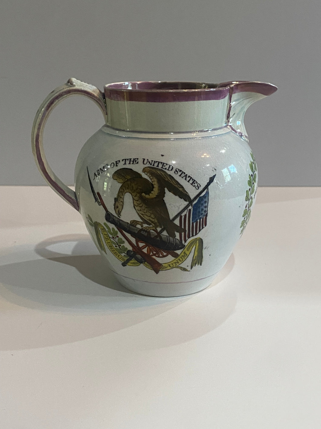Staffordshire Arms of United States Free Trade and Sailors Rights Pitcher