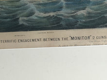 Load image into Gallery viewer, Original Currier &amp; Ives Large Folio Monitor &amp; Merrimac Ship Battle Civil War
