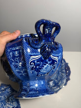 Load image into Gallery viewer, Dark Blue Staffordshire Quadrupeds Soup Tureen and Tray Camel
