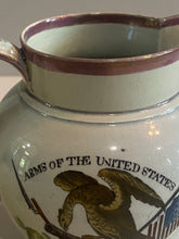 Load image into Gallery viewer, Staffordshire Arms of United States Free Trade and Sailors Rights Pitcher

